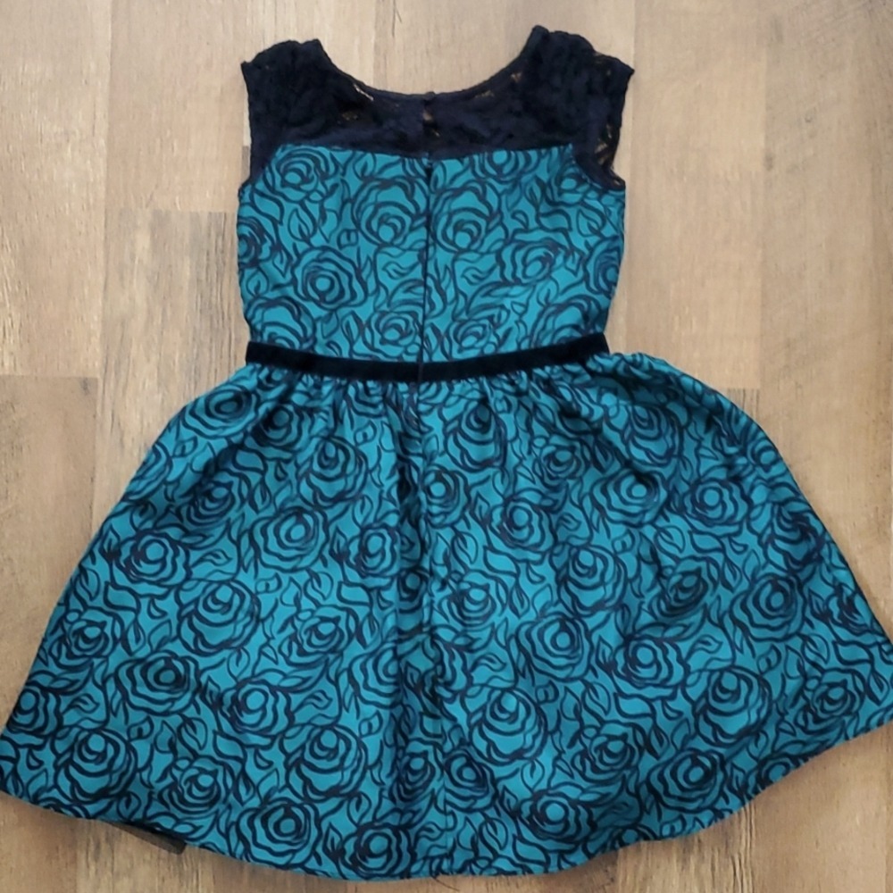 Gymboree Dressed Up Girls Green Floral Lace‎ Sleeveless Holiday Party Dress - Picture 9 of 11